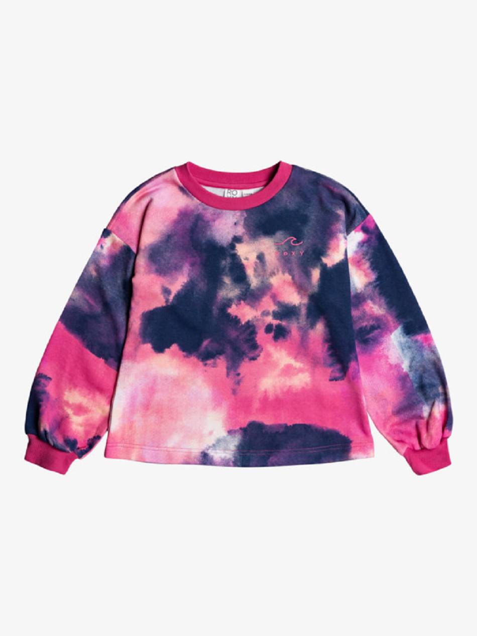 Kids\' Roxy After The Disco Tie-Dye Sweatshirts pink | NZ_LW7410