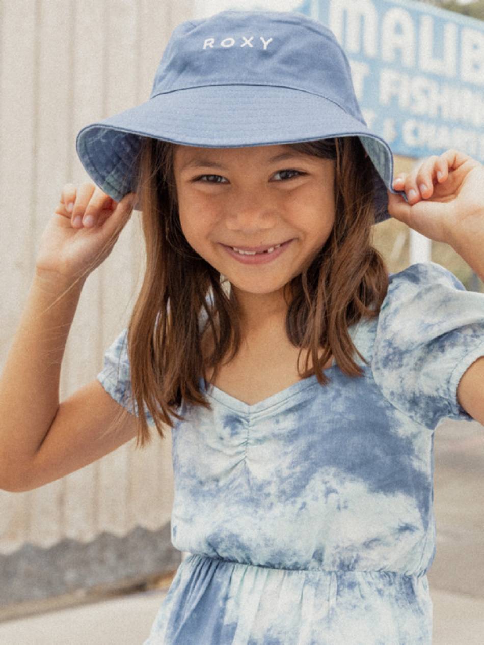 Kids\' Roxy Aloha Sunshine Reversible Bucket Hats Blue | NZ_LW9678