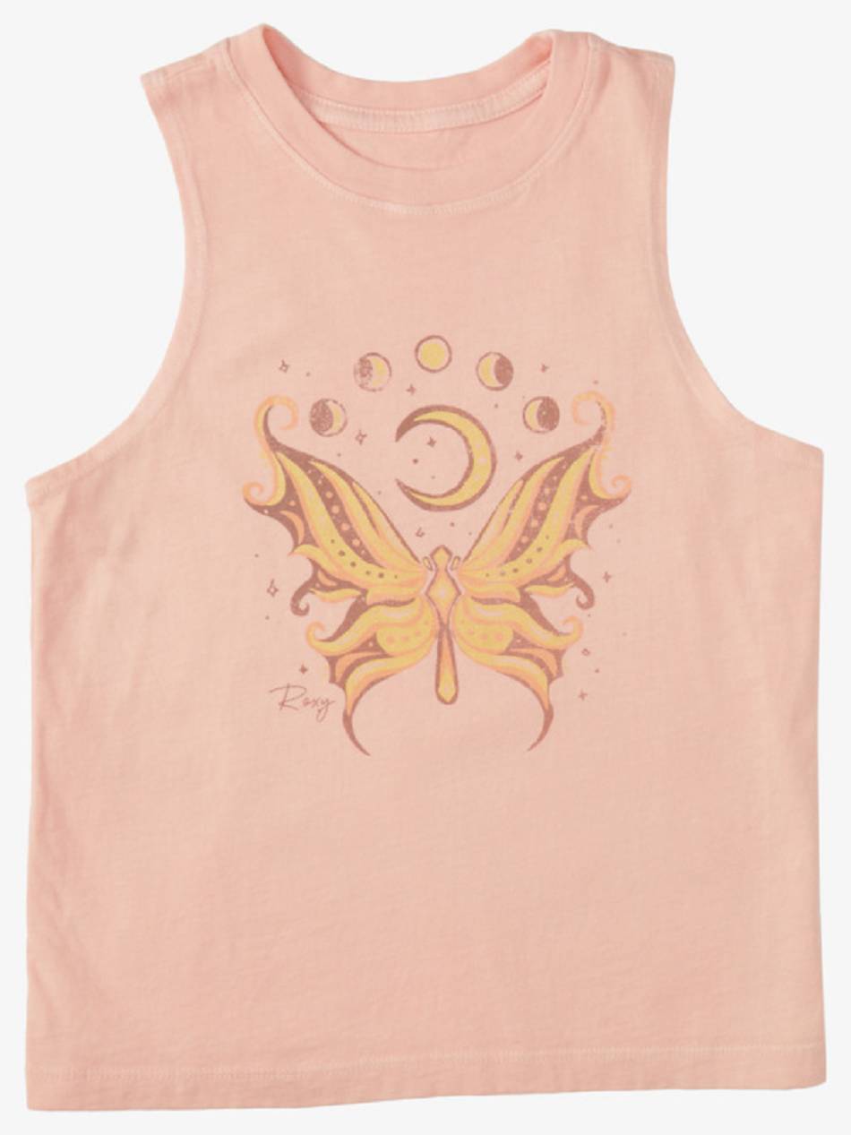 Kids\' Roxy Butterfly Moon Muscle Tops Coral | NZ_LW7937