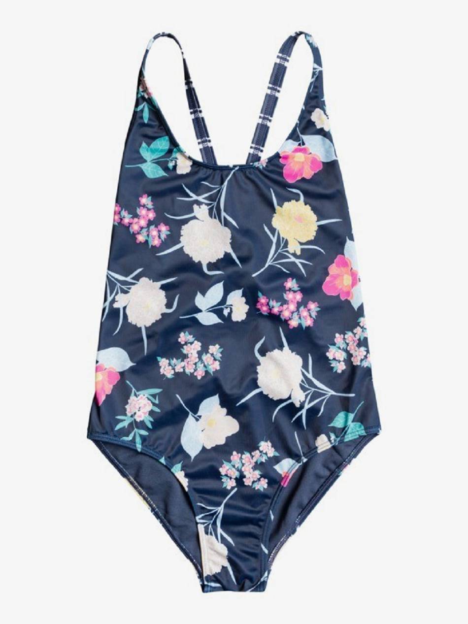 Kids\' Roxy Flowers Addict Swim Indigo | NZ_LW4028