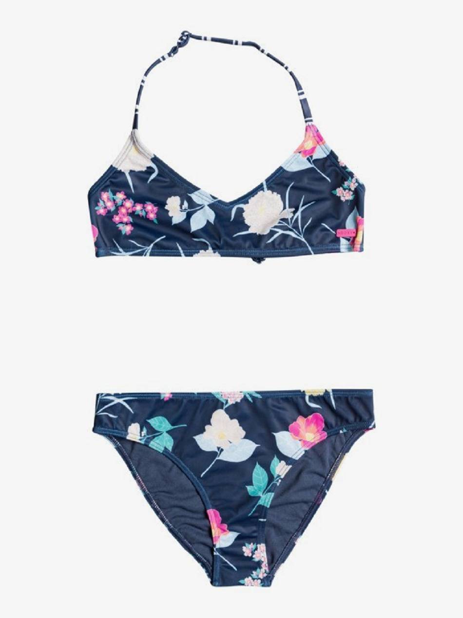 Kids\' Roxy Flowers Addict Triangle Bralette Swim Indigo flower | NZ_LW4645