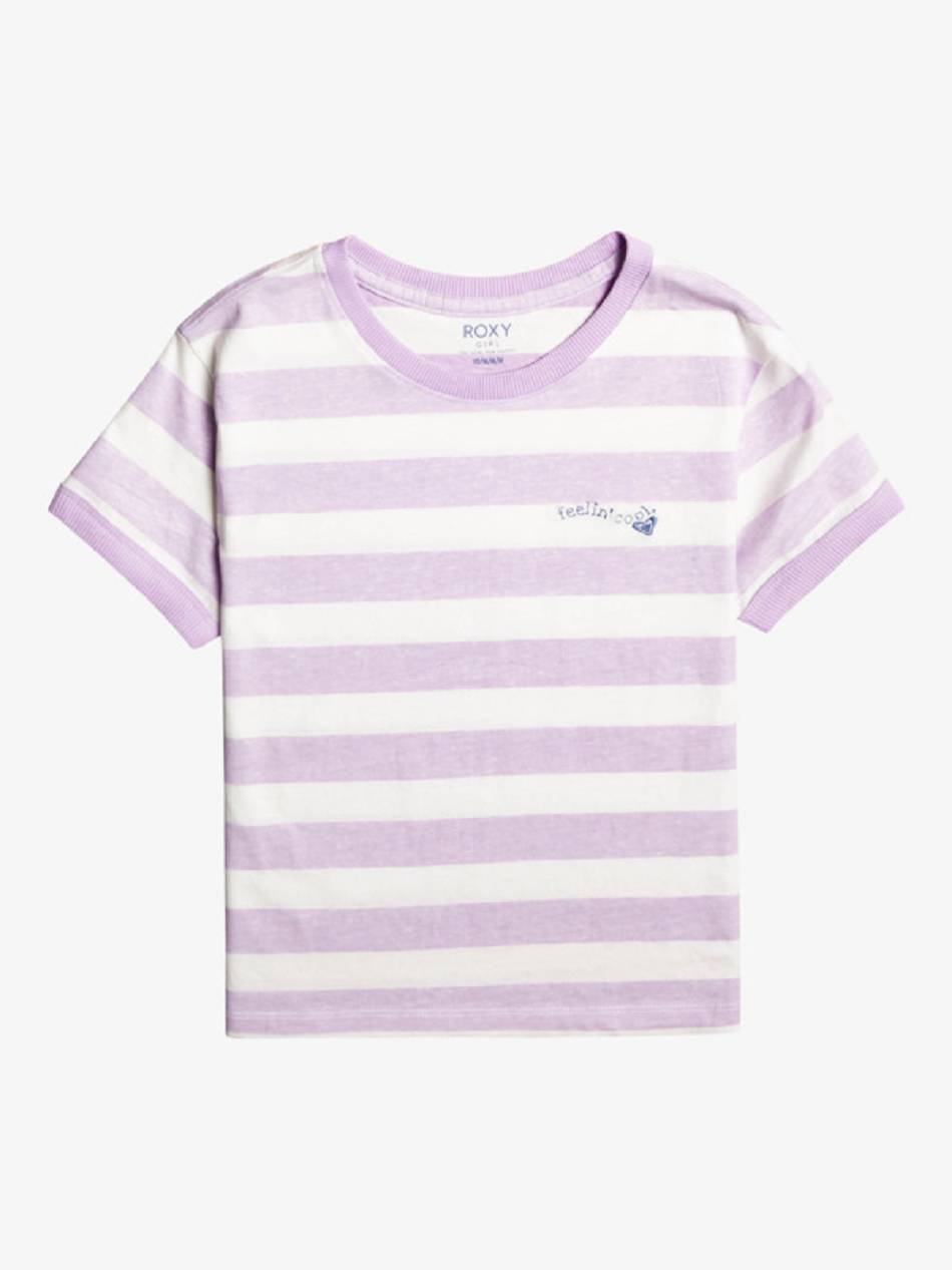 Kids\' Roxy Love Is On The Way Lavender Ringer T-Shirt purple stripes | NZ_LW6603