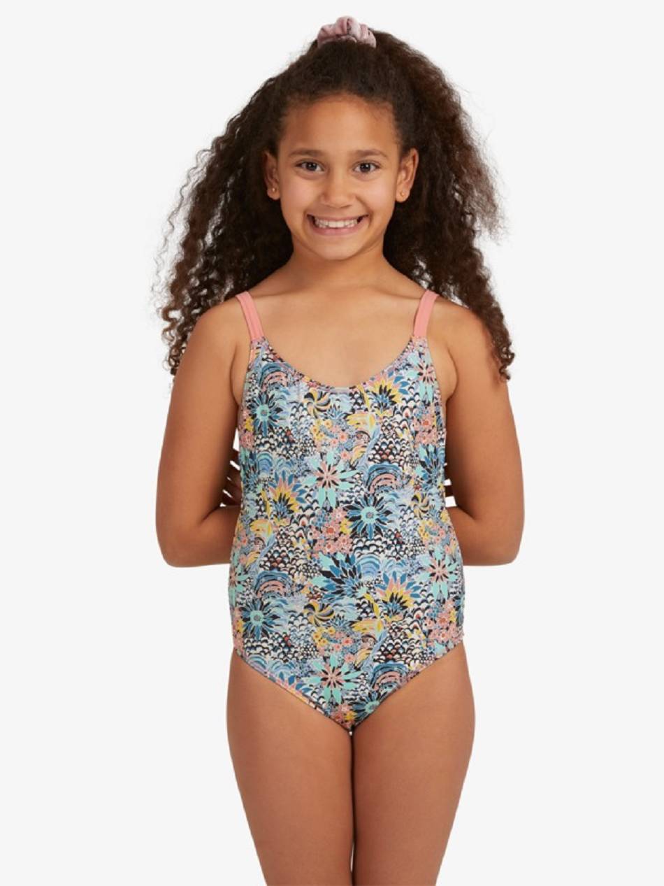 Kids\' Roxy Marine Bloom Swim blue Flower | NZ_LW9715