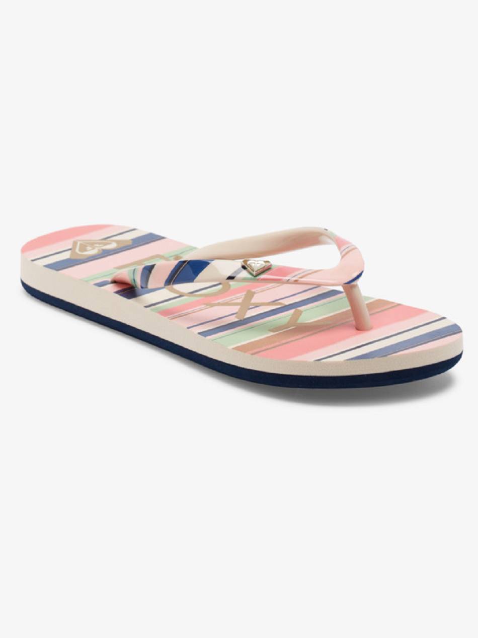 Kids\' Roxy Pebbles Sandals Red / Stripes | NZ_LW5376