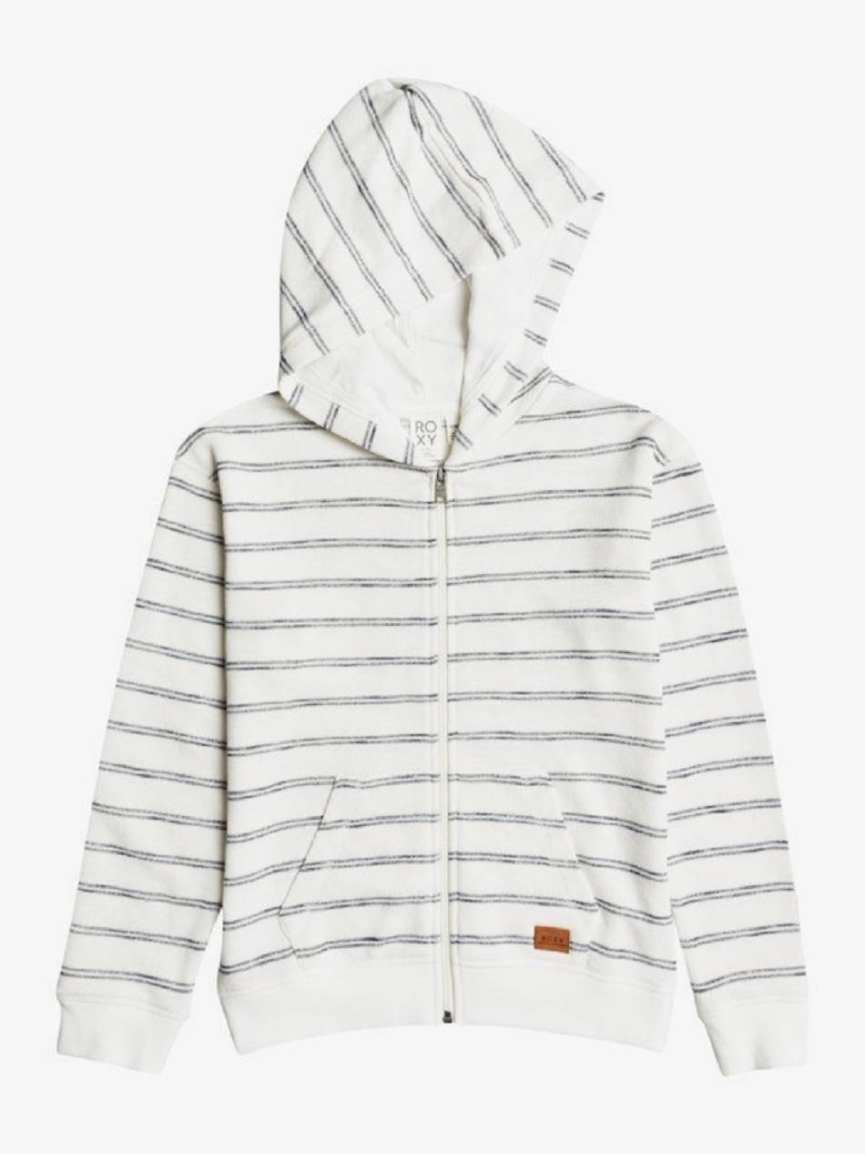 Kids\' Roxy Perfect Wave Striped Hoodies White | NZ_LW6824