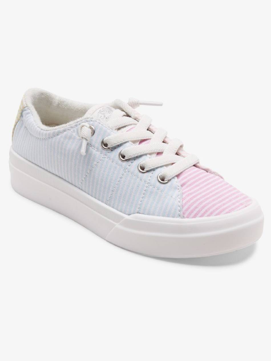 Kids\' Roxy Rae Sneakers White / Stripes | NZ_LW5433