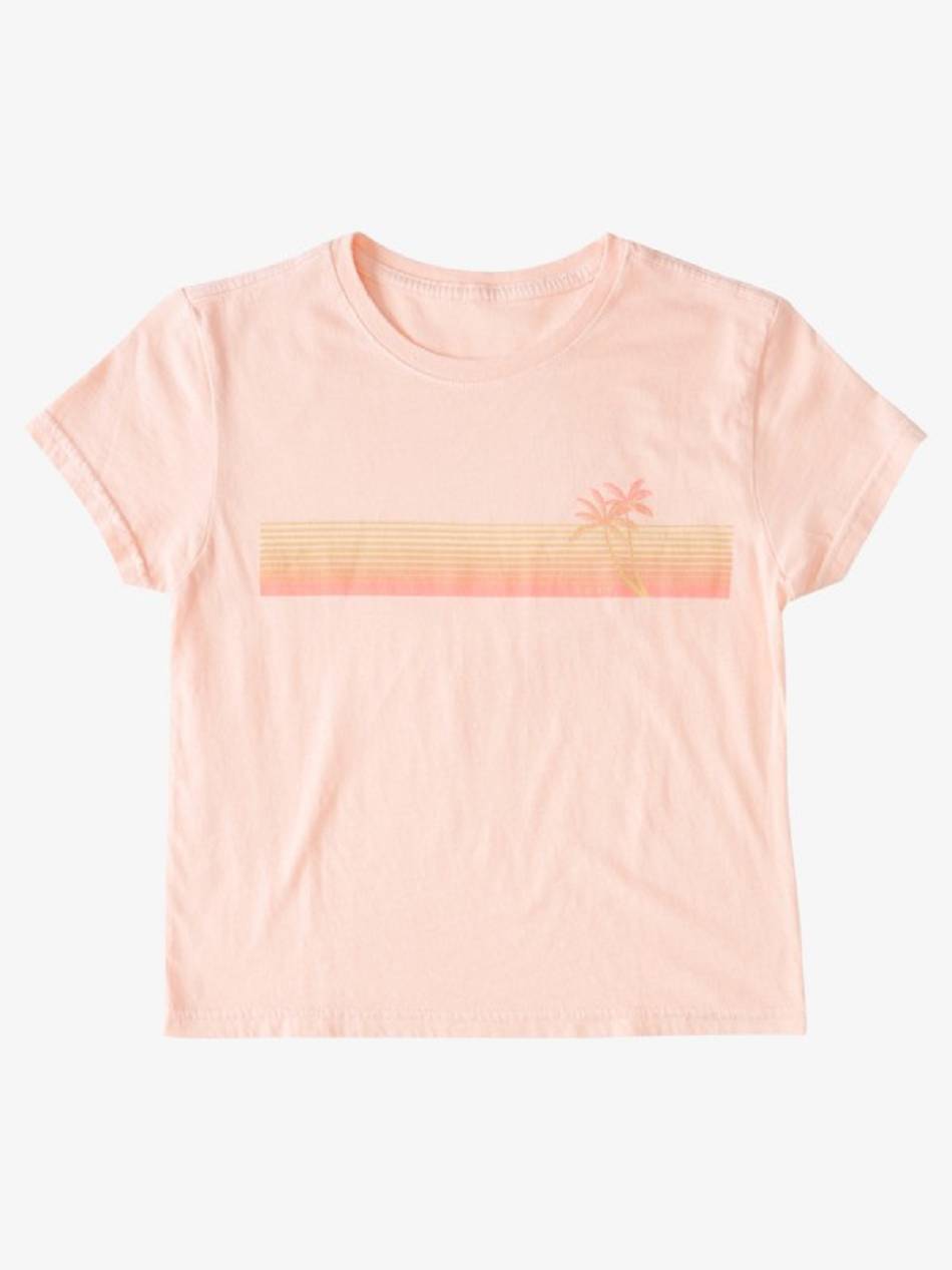 Kids\' Roxy Simple Lines Boyfriend T-Shirt Coral | NZ_LW6163