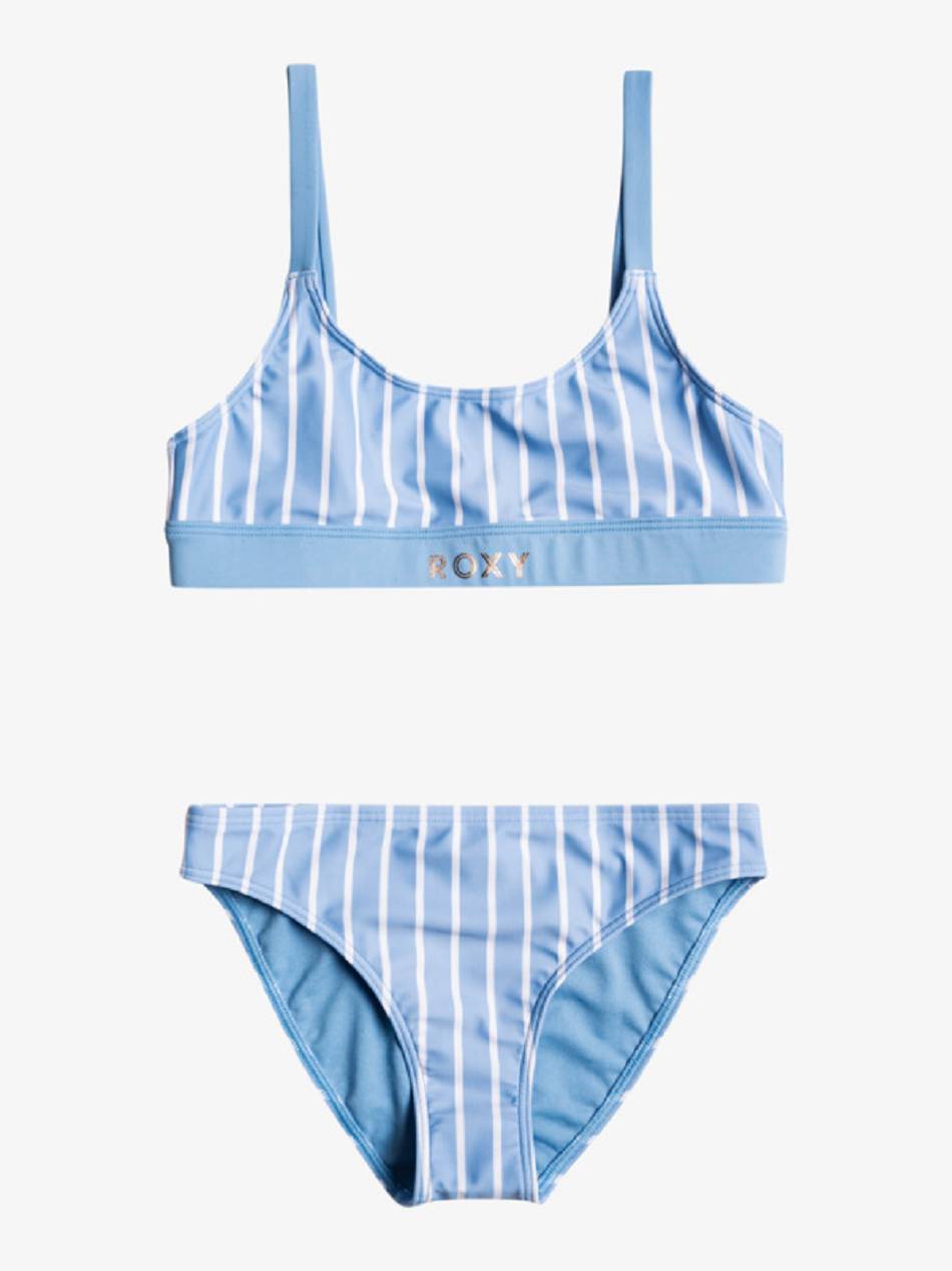 Kids\' Roxy Sporty Spirit Bralette Swim Blue Stripes | NZ_LW1438