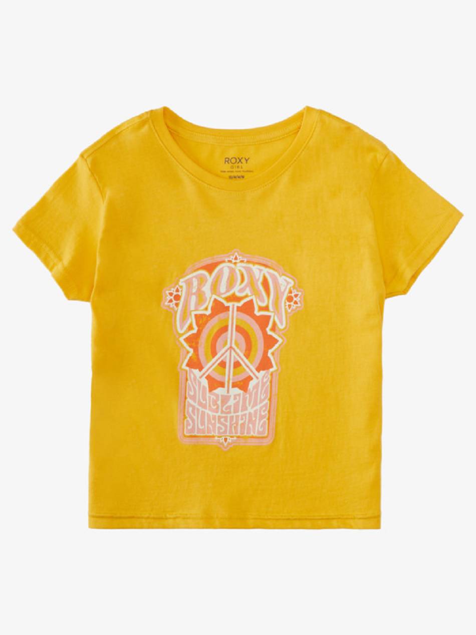 Kids\' Roxy Sun For All Seasons Boyfriend T-Shirt yellow | NZ_LW9331