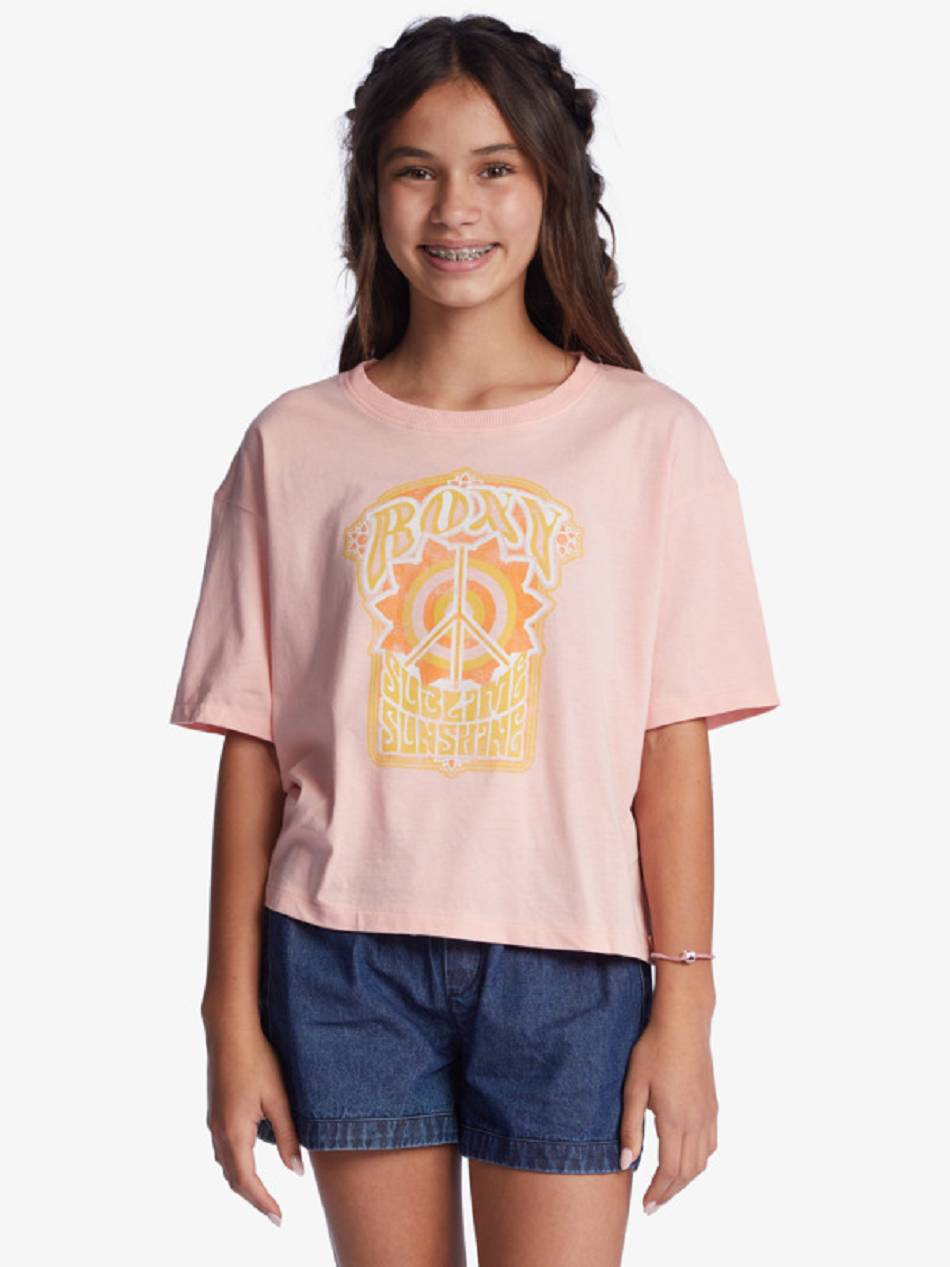 Kids\' Roxy Sun For All Seasons T-Shirt pink | NZ_LW7194