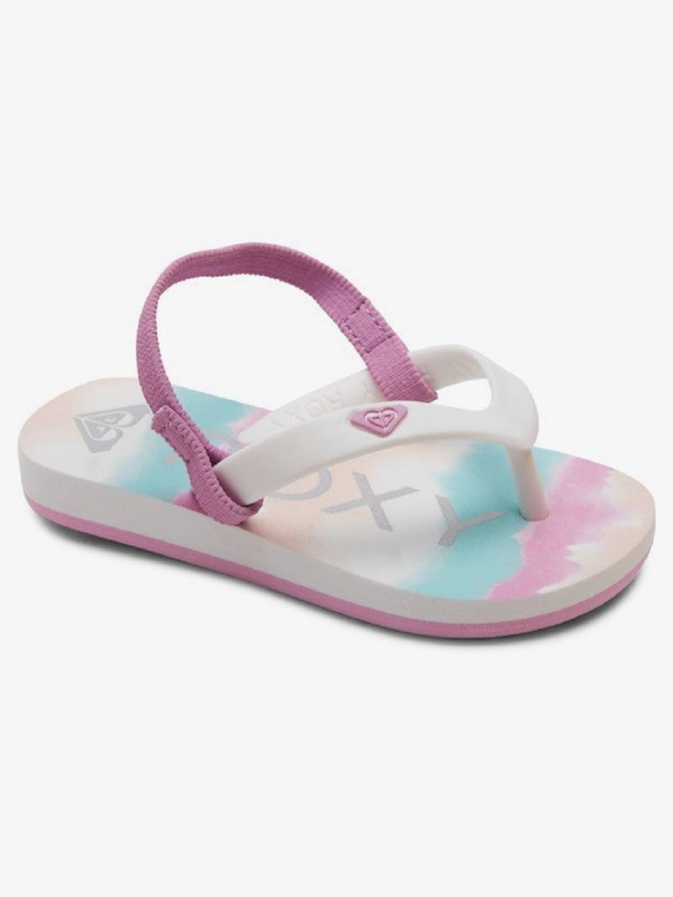 Kids\' Roxy Tahiti Sandals White / Pink / Multicolor | NZ_LW7853