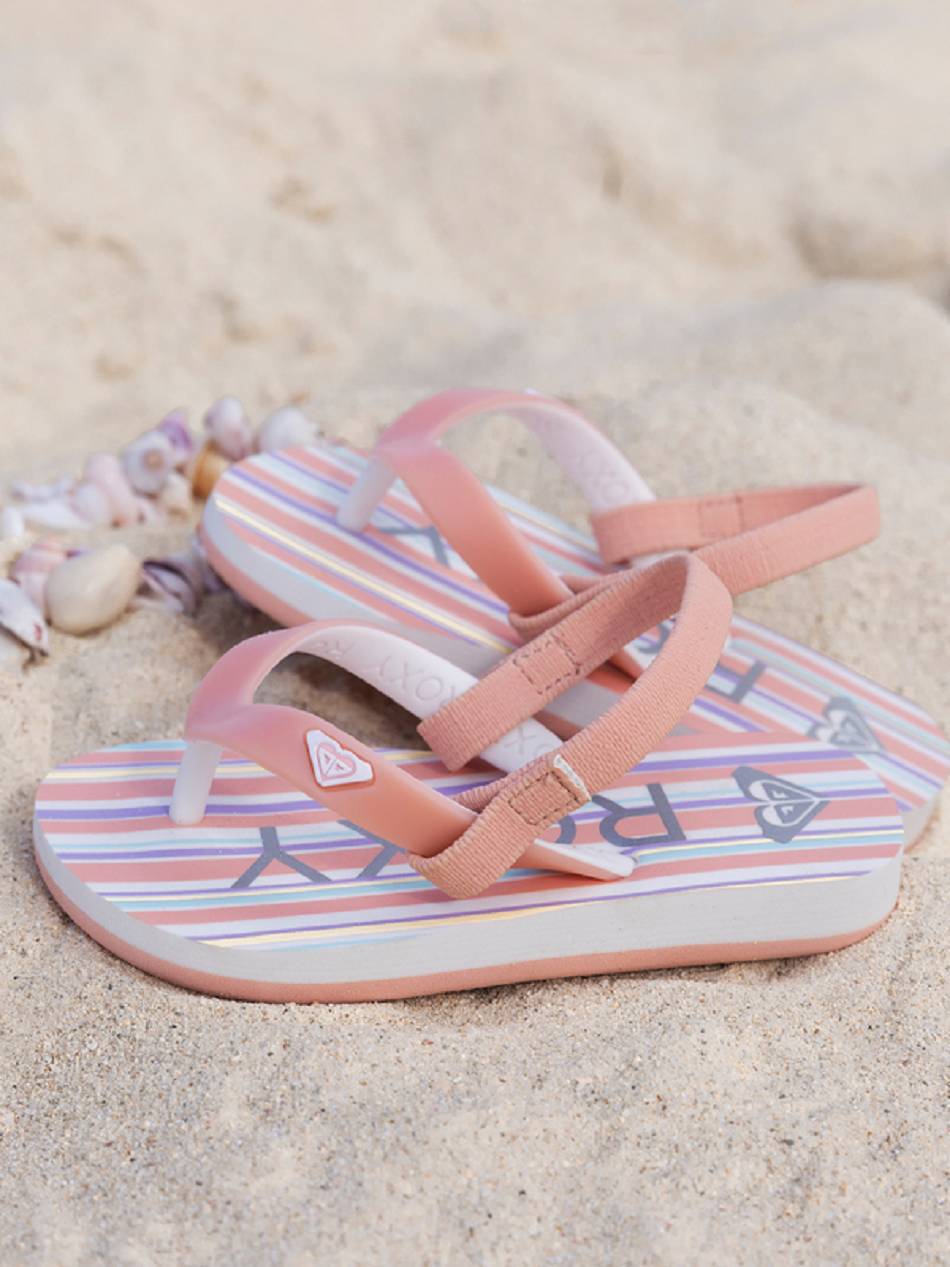 Kids\' Roxy Tahiti Sandals White / Stripes | NZ_LW1856