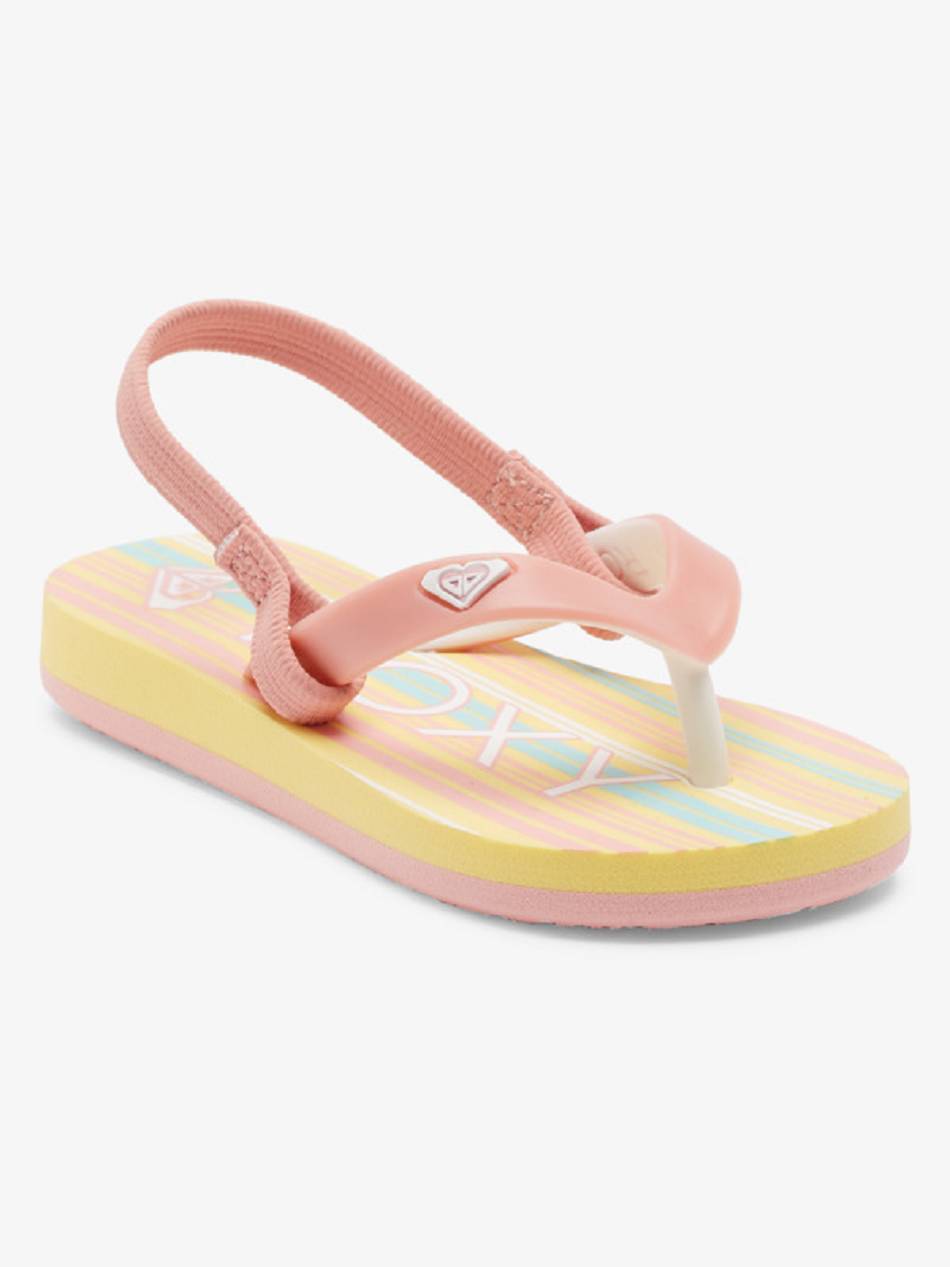 Kids\' Roxy Tahiti Sandals Yellow / White | NZ_LW4359