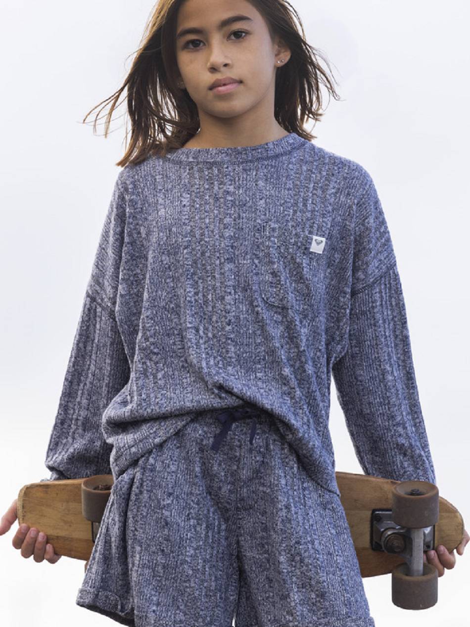 Kids\' Roxy Talking To The River Sweatshirts Indigo | NZ_LW4739