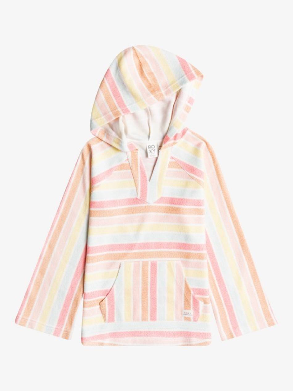 Kids\' Roxy Think New Horizon Poncho Hoodies White Multicolor | NZ_LW5158