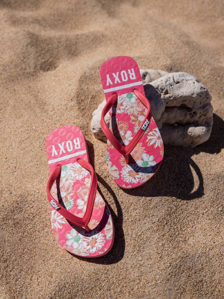 Kids\' Roxy Viva Stamp Sandals Coral | NZ_LW1823