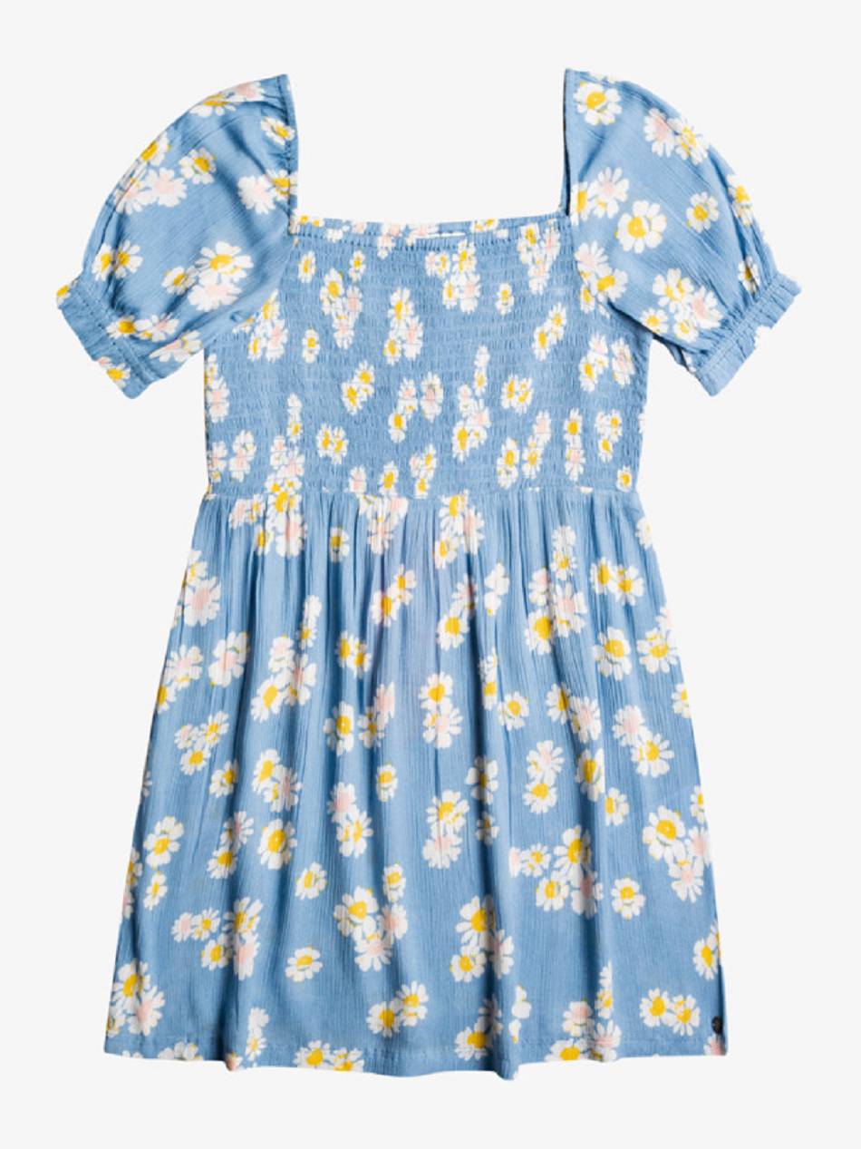 Kids\' Roxy Walking In The Wind Puff Sleeve Dresses Blue | NZ_LW2745