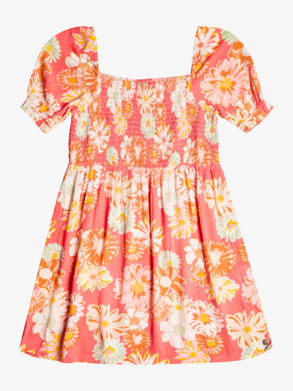 Kids\' Roxy Walking In The Wind Puff Sleeve Dresses Rose | NZ_LW3074