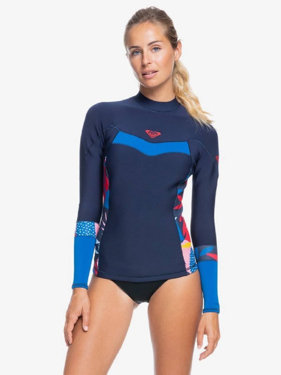 Women\'s Roxy 1mm Syncro Jacket Wetsuits Navy / Blue | NZ_LW1307