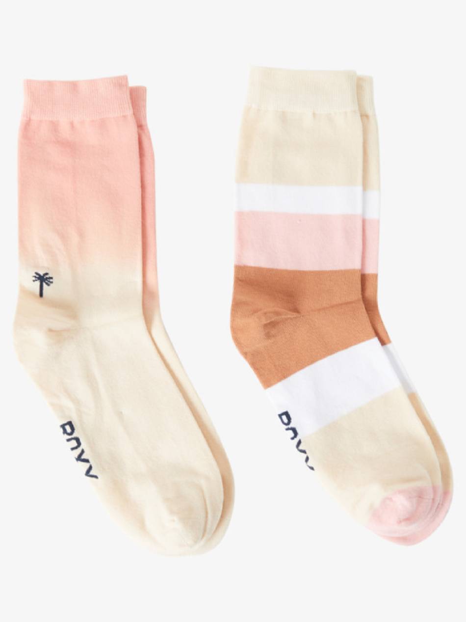 Women\'s Roxy 2-Pack Crew Socks pink | NZ_LW6966