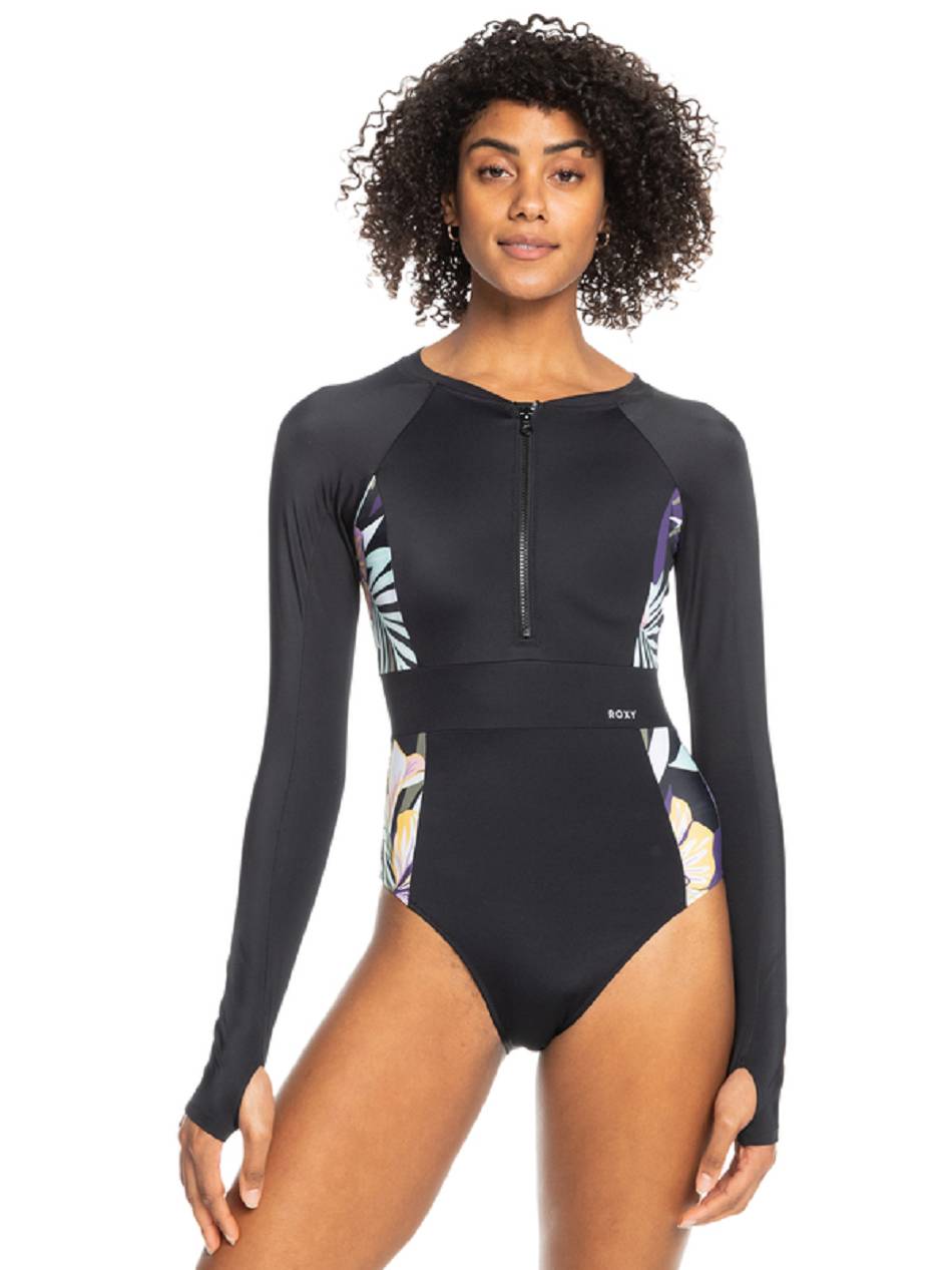 Women\'s Roxy Active Blocking One Piece Rashguards Black | NZ_LW9577