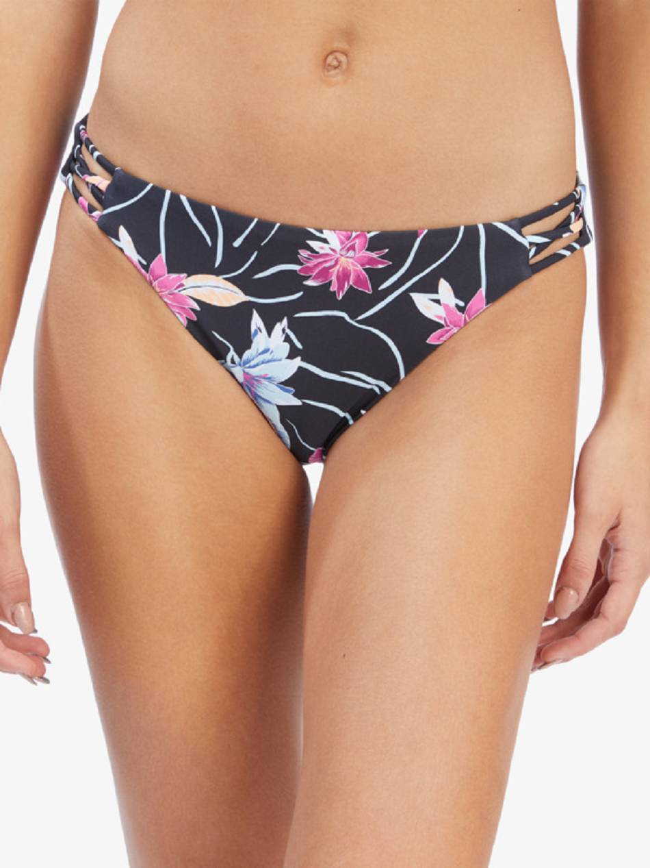 Women\'s Roxy Active Full Bikini Bottoms Dark Grey flower | NZ_LW1225