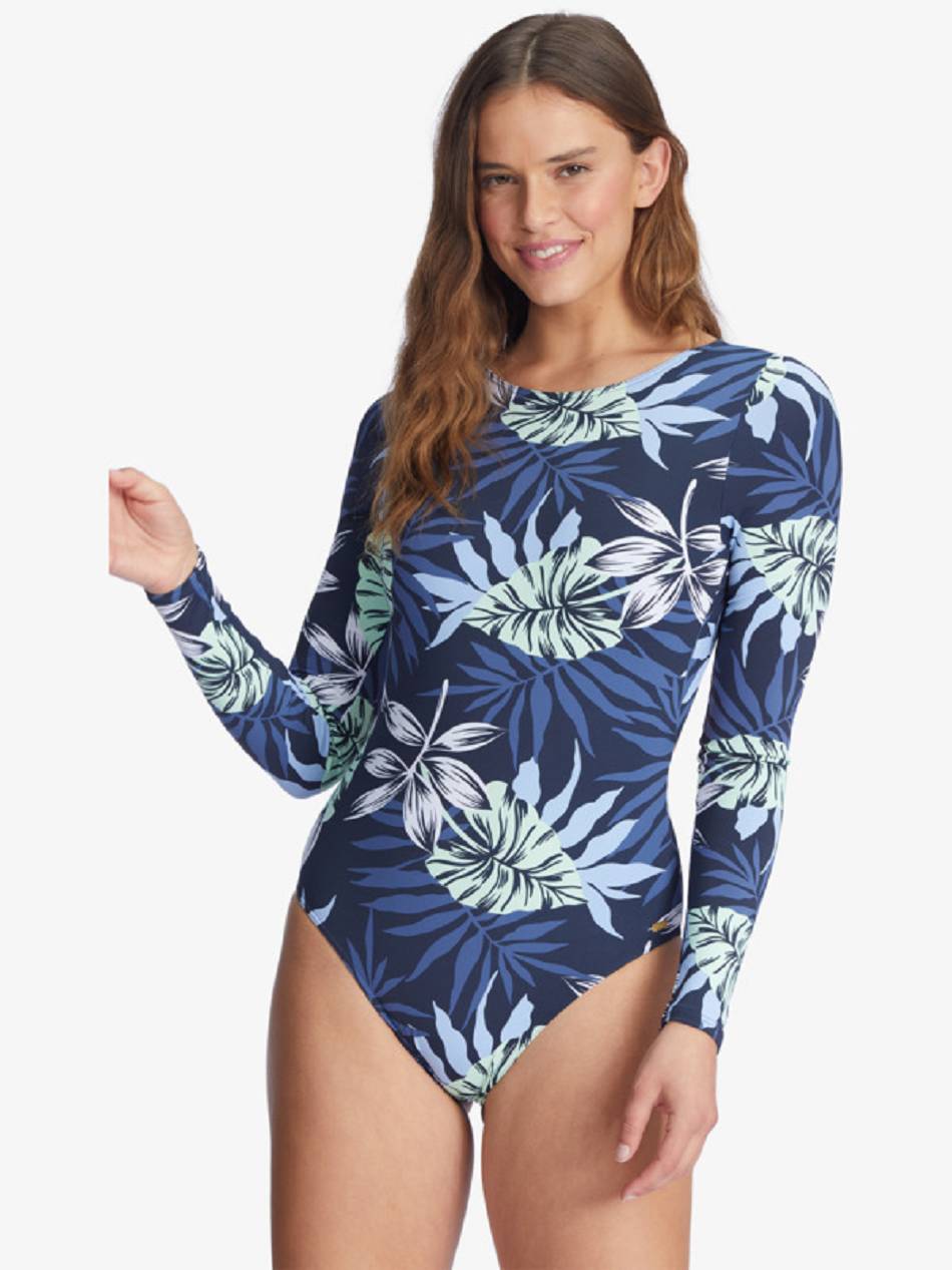 Women\'s Roxy Baby Long Sleeve One Pieces Indigo flower | NZ_LW5423