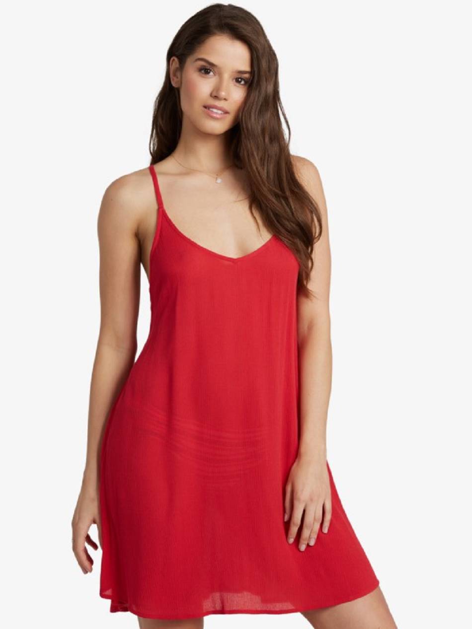 Women\'s Roxy Be In Love Strappy Cover Ups Red | NZ_LW9046