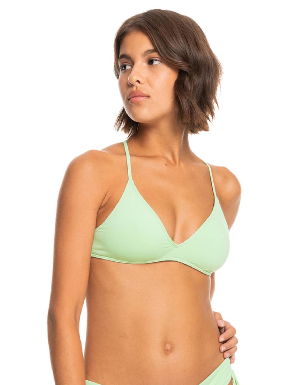 Women\'s Roxy Beach Classics Solid Triangle Bikini Tops green | NZ_LW2528