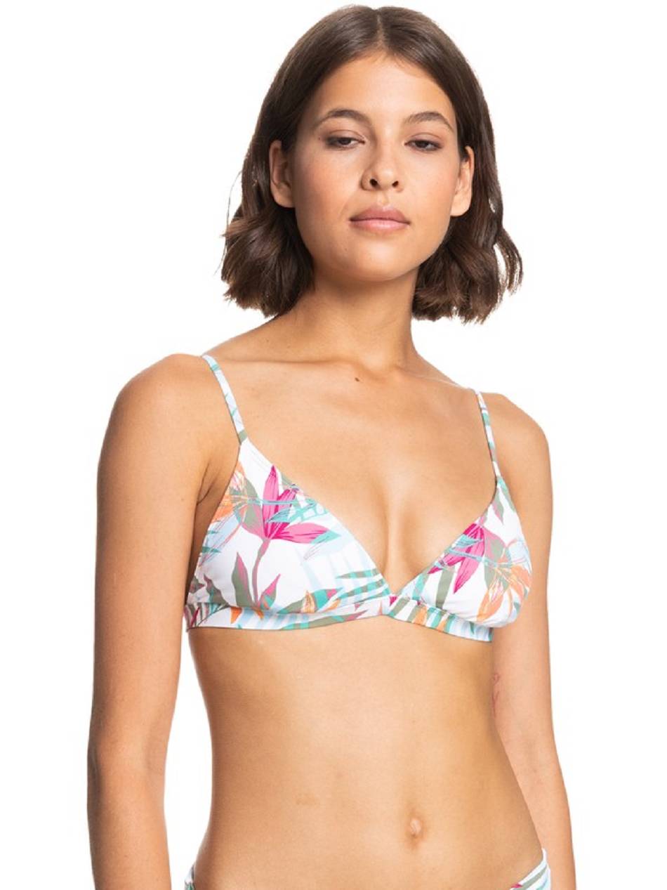 Women\'s Roxy Beach Classics Triangle Bikini Tops white flower | NZ_LW5194