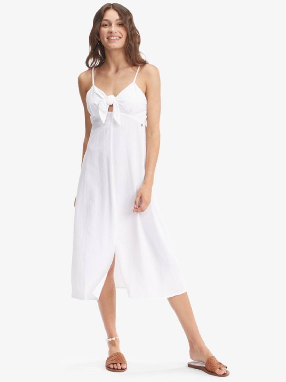 Women\'s Roxy Bittersweet Step Midi Dress White | NZ_LW7234