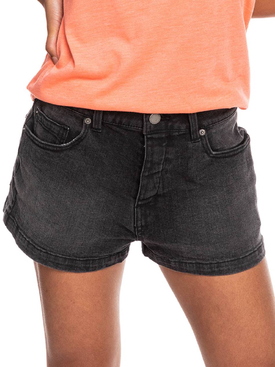 Women\'s Roxy Call Me Back Black Denim Shorts Dark Grey | NZ_LW4662