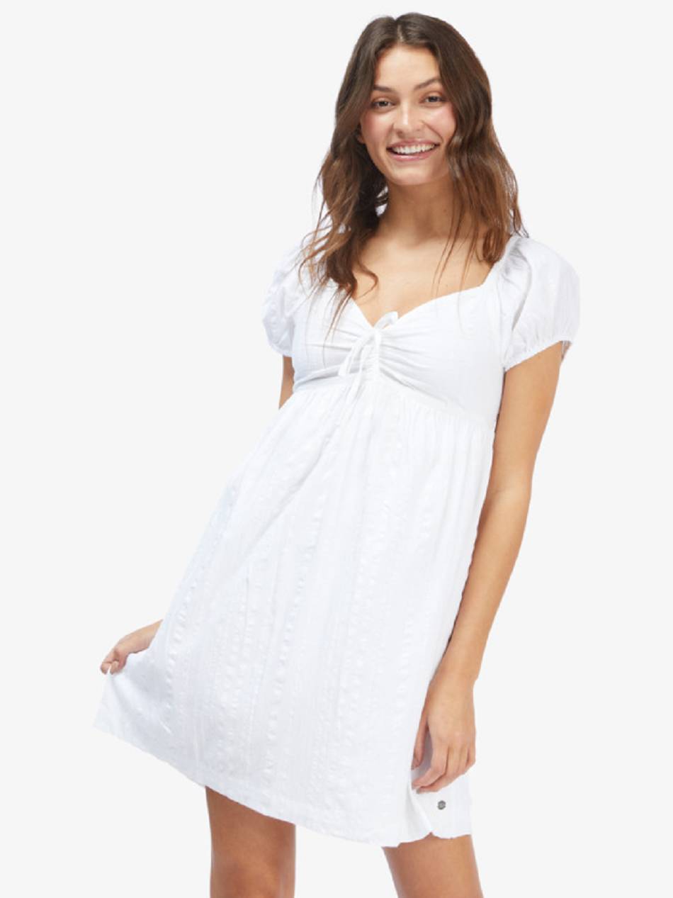 Women\'s Roxy Clearwater Cove Short Sleeve Dress White | NZ_LW8588