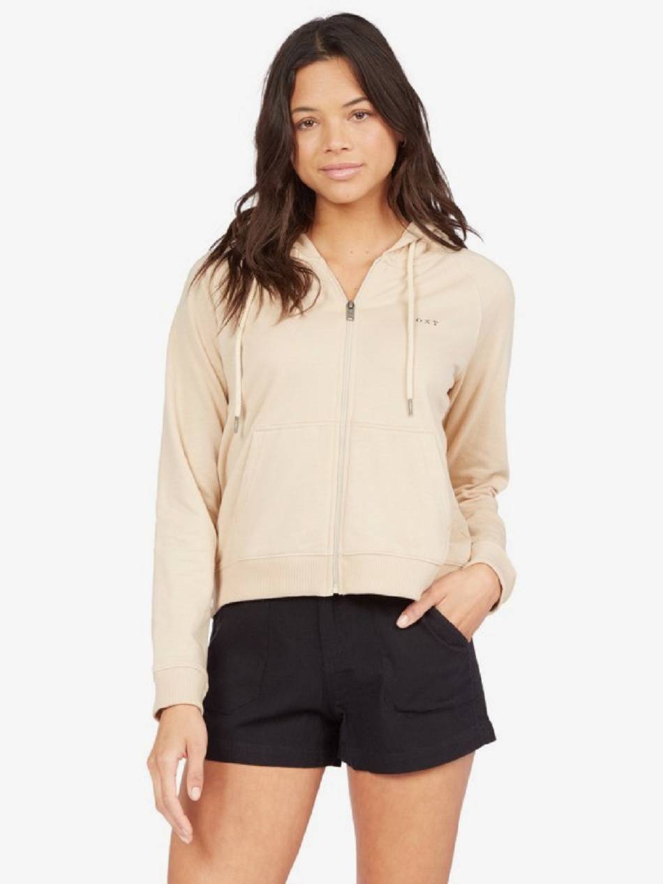 Women\'s Roxy Easy Evening Hoodies beige yellow | NZ_LW2364