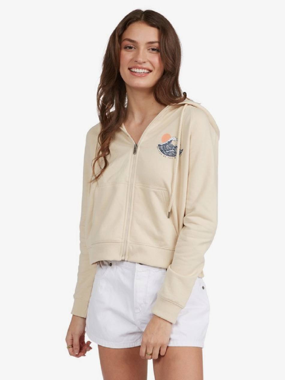 Women\'s Roxy Easy Evening Oversized Hoodies beige yellow | NZ_LW7760