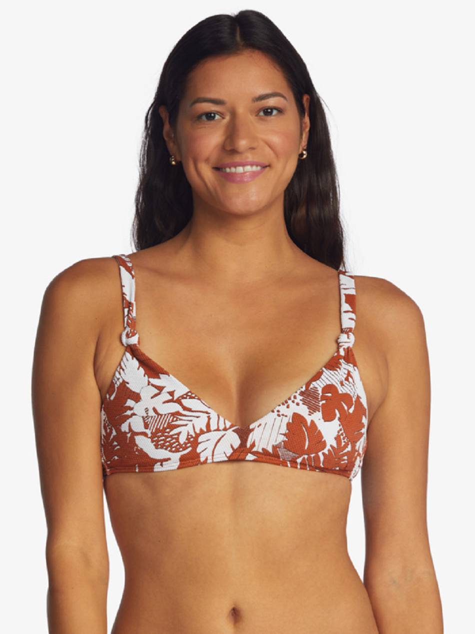 Women\'s Roxy Endless Swell Triangle Bikinis brown flower | NZ_LW7268