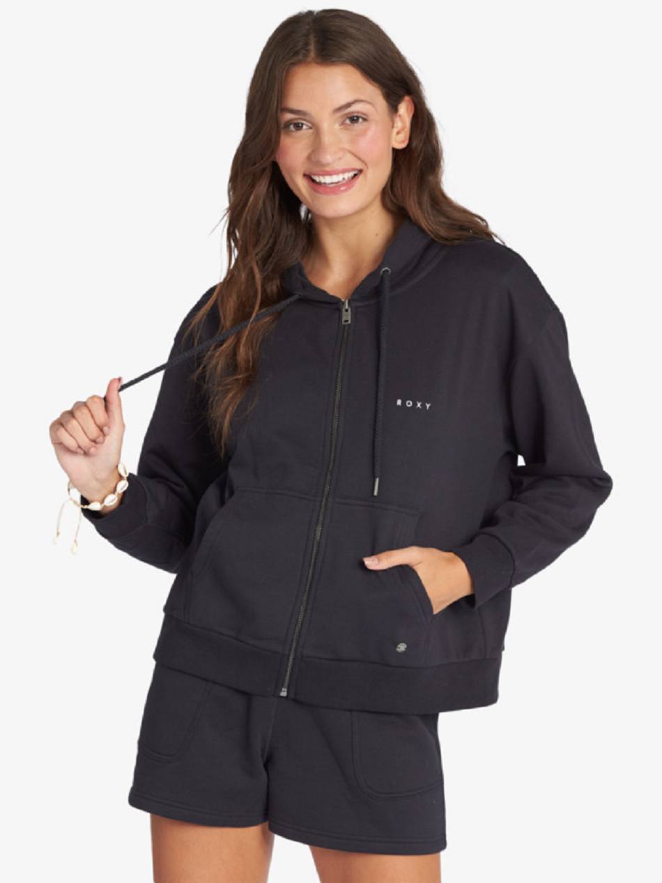 Women\'s Roxy Evening Hike Zip Up Loungewear Dark Grey | NZ_LW8665