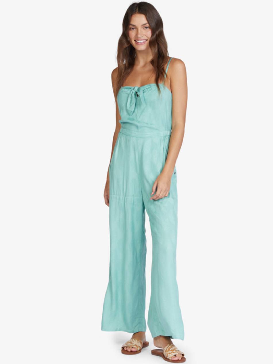 Women\'s Roxy Feel The Retro Spirit Flared Jumpsuits Light blue | NZ_LW6726