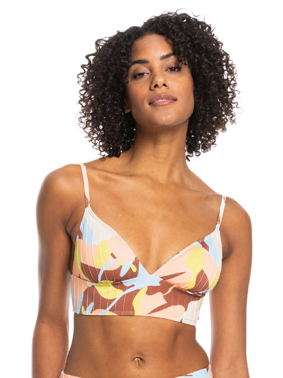 Women\'s Roxy Floraldelic Printed Tank Bralette Bikini Tops brown flower | NZ_LW9789