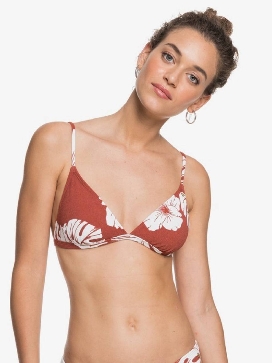 Women\'s Roxy Garden Trip Fixed Triangle Bikini Tops Red | NZ_LW7112