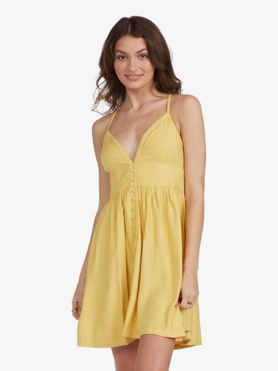 Women\'s Roxy Golden Lights Strappy Dress yellow | NZ_LW5178