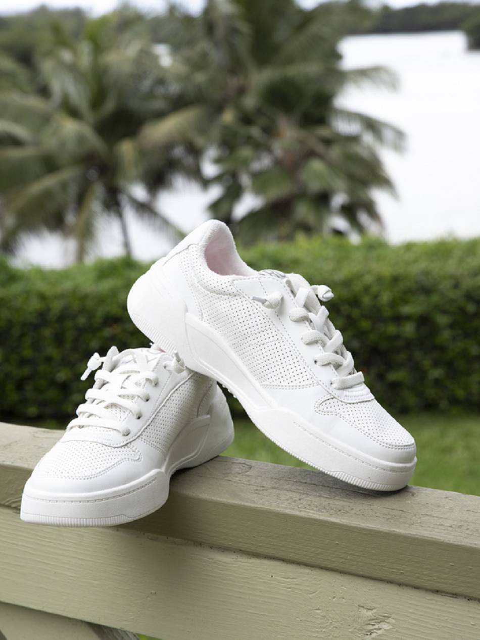 Women\'s Roxy Harper Lace-Up Sneakers White / White | NZ_LW7186