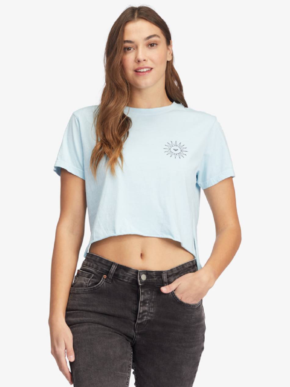 Women\'s Roxy In The Stars Cropped T-Shirt Blue | NZ_LW4146