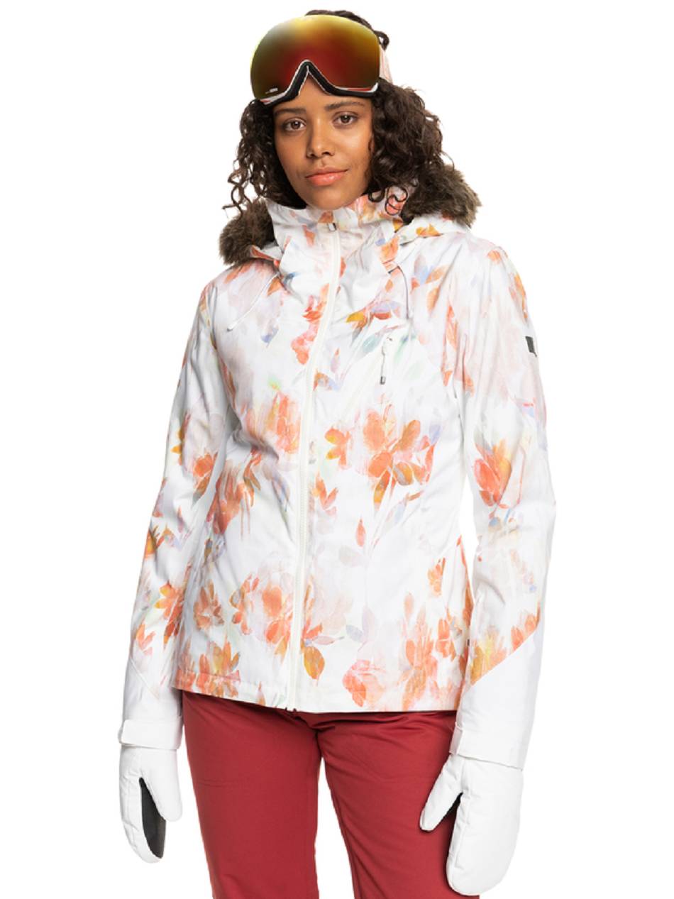 Women\'s Roxy Jet Ski Premium Insulated Snow Jackets white flower | NZ_LW3083