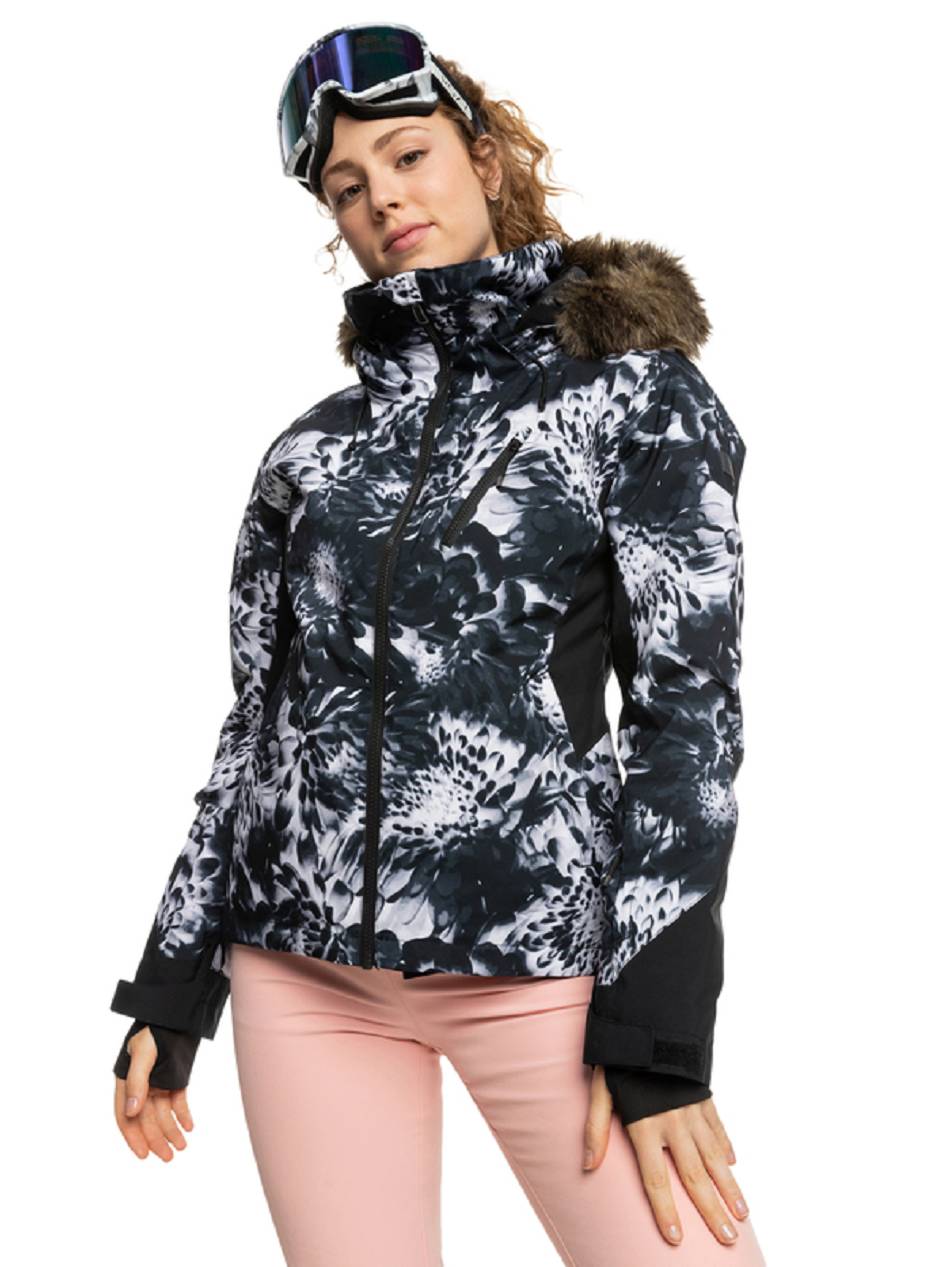 Women\'s Roxy Jet Ski Premium Insulated Snow Jackets black flower | NZ_LW5290