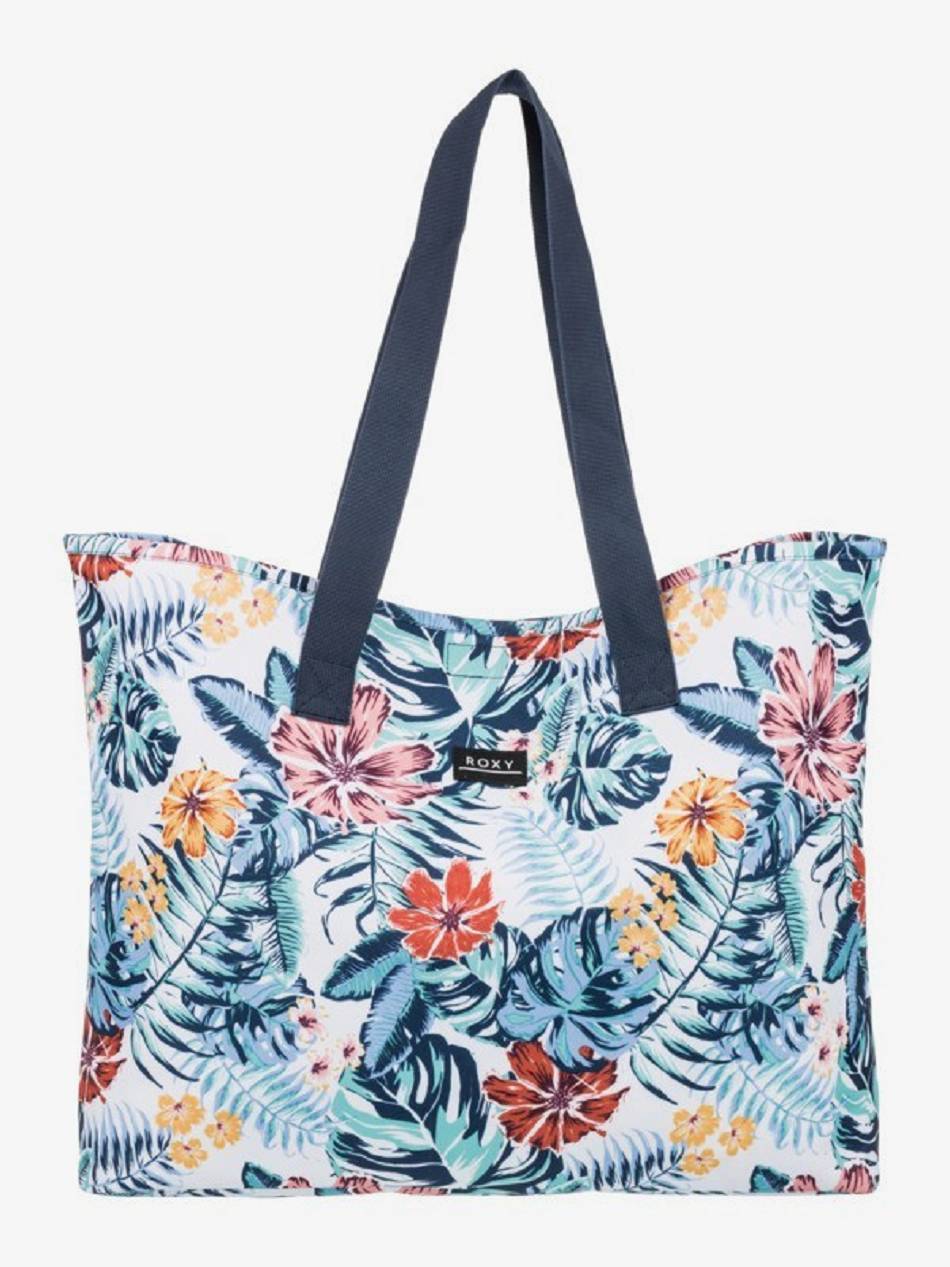 Women\'s Roxy Large Wildflower Printed Handbags white flower | NZ_LW9752