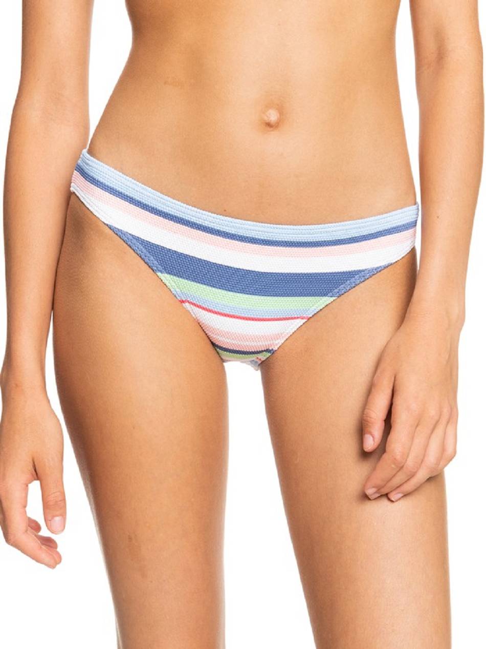 Women\'s Roxy Line Up Mid-Rise Bikini Bottoms White Stripes | NZ_LW4699