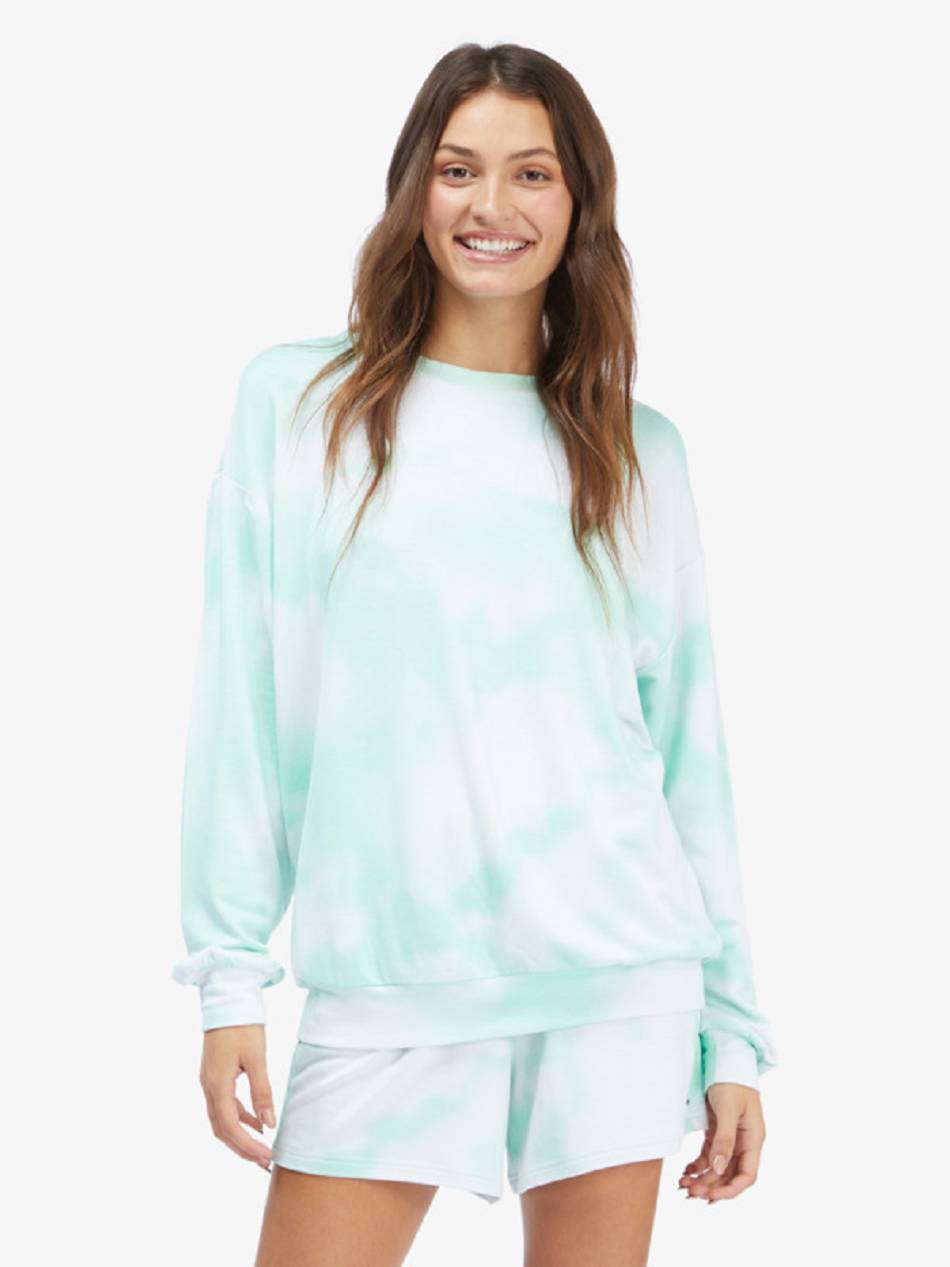 Women\'s Roxy Lounge Life Crew Oversized Loungewear green | NZ_LW3960