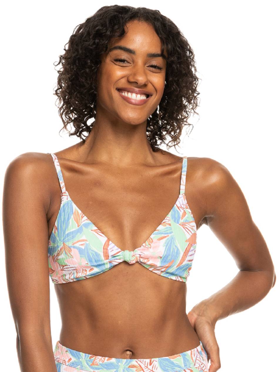 Women\'s Roxy Love Rib The Surf Knot Triangle Bikinis blue Flower | NZ_LW2568