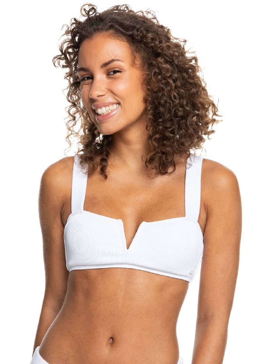 Women\'s Roxy Love The Coco V Bralette Bikini Tops White | NZ_LW5575